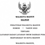 Perwal No 77 Tahun 2022 tentang Tarif Pelayanan BLUD Puskesmas Kota Madiun