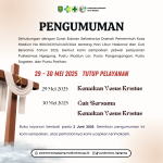 Pengumuman Libur Pelayanan Hari Kenaikan Yesus Kristus 29-30 Mei 2025
