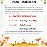 Pengumuman Libur Pelayanan Kenaikan Yesus Kristus